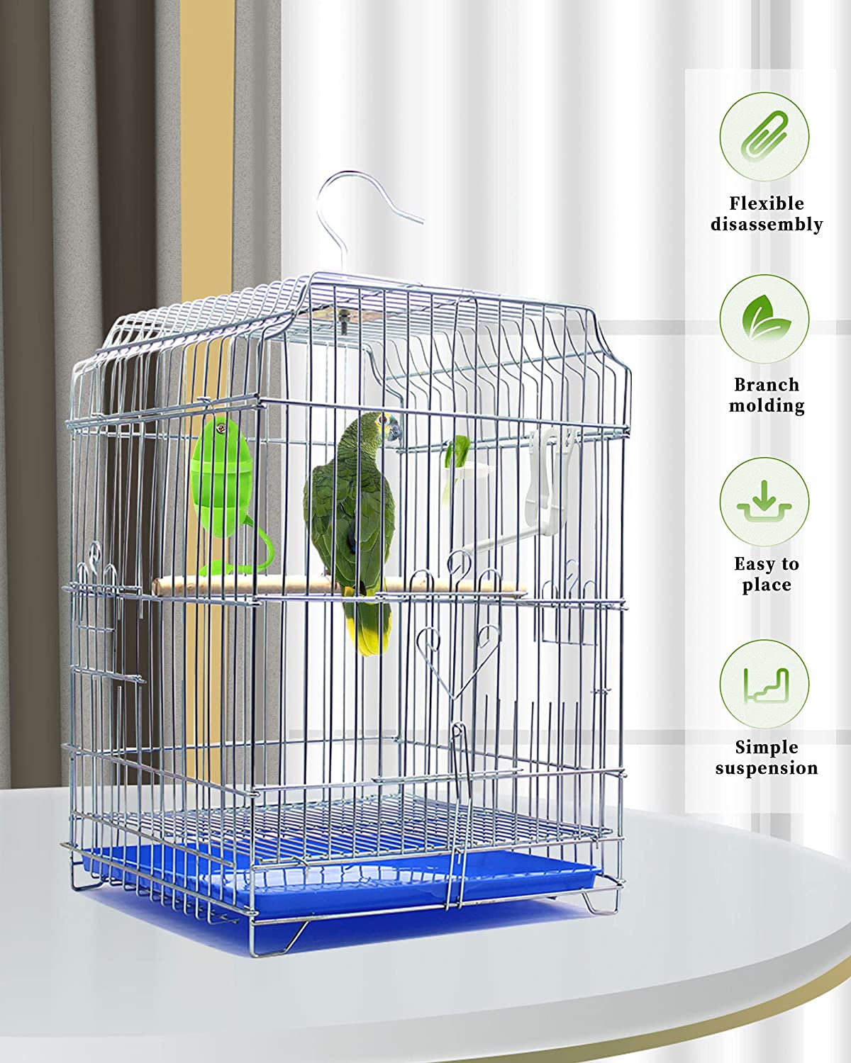 Bird Food Holder with 2 Cuttlebone, Bird Feeding Cup Rack Plastic Bird Cage Feeder with Stand, Vegetable Fruits Cuttlebone Holder for Parrot Budgies Parakeet Cockatiel Chicken