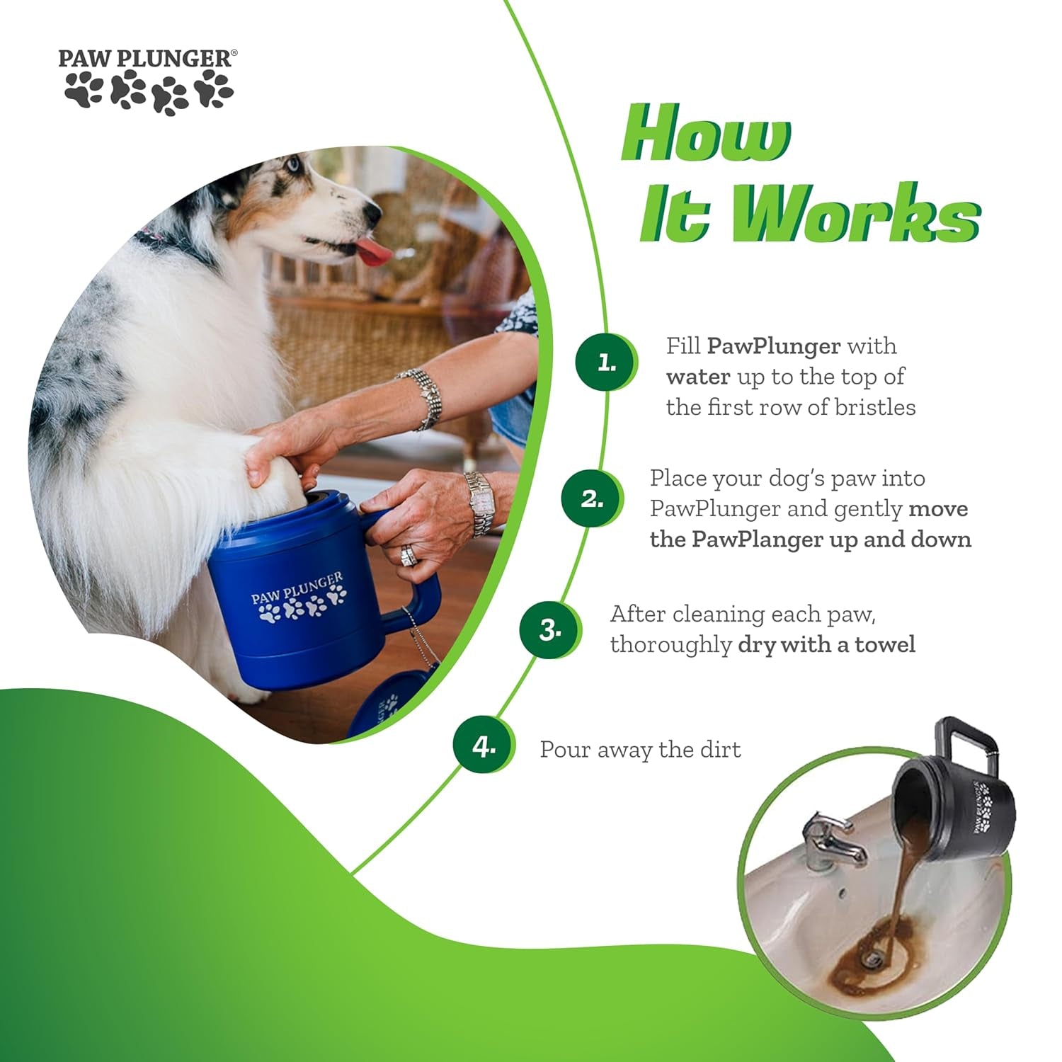 – Dog Paw Cleaner - Puppy Essentials - Portable Dirty Paw Washer - Ideal for Large Dogs - Black