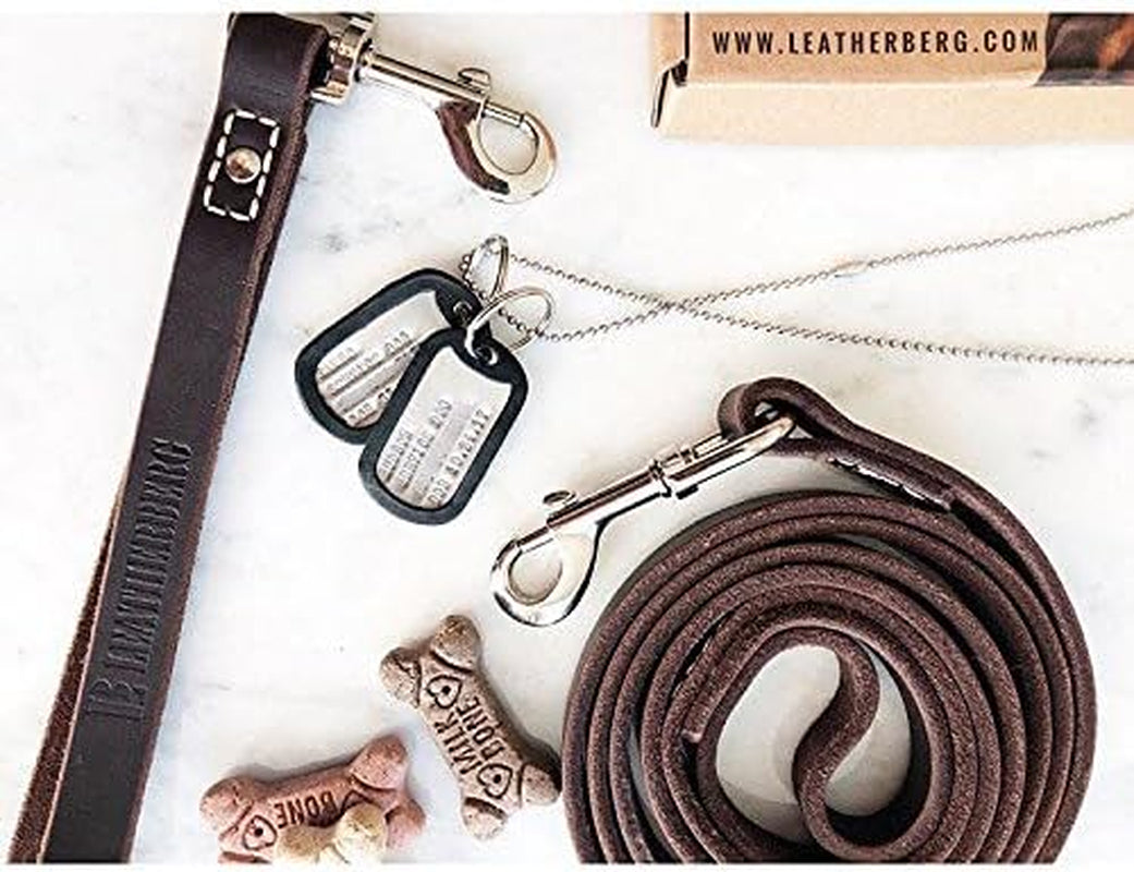 Leather Dog Training Leash - Brown 6 Ft Long X 3/4" Wide Dog Walking Leash Best for Medium Large Dogs, Latigo Leather Dog Lead & Puppy Trainer Leash