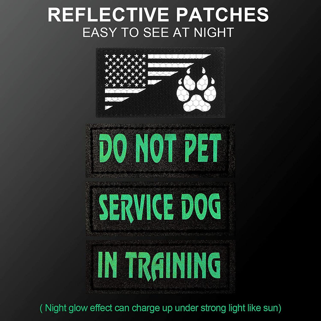 8 Pieces Reflective Service Dog Vest Patches Do Not Pet in Training Harness Removable Tactical Dog Vest Patches with Printed Paw(Classic Patterns,4.3 X 1.6 Inch)